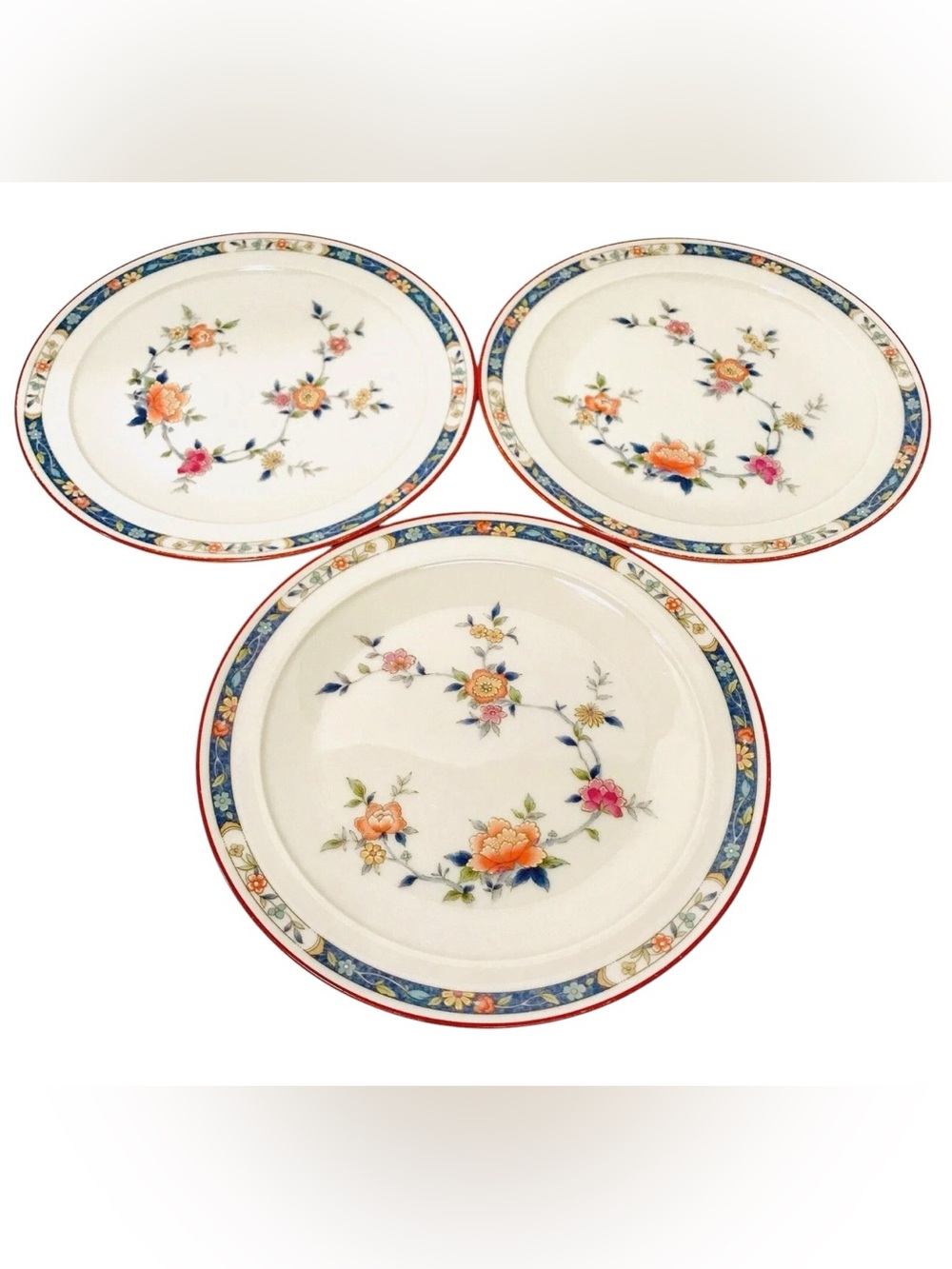 Noritake Vintage 1970’s China Song 8165 W83 Set Of 3 Floral Salad Plates 8 3/8”